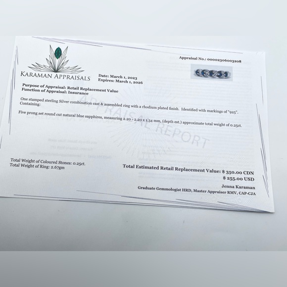 New In Box! Sterling & Sapphire Ring! - Picture 4 of 5